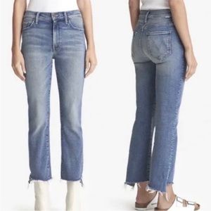 MOTHER The Insider Crop Step Fray size 29 Night on a Shinny white vespa